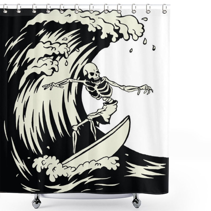 Personality  Skeleton Surfer Shower Curtains