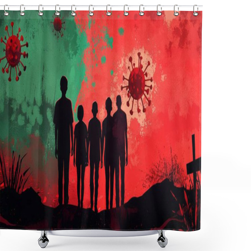 Personality  A Powerful Illustration Featuring Silhouetted Children Against A Vibrant Background. The Design Symbolizes The Impact Of The Pandemic, Conveying Emotion And Awareness. Shower Curtains