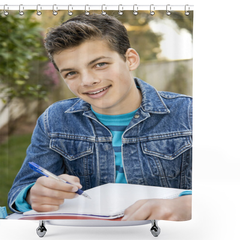 Personality  Smiling Teen Student Shower Curtains