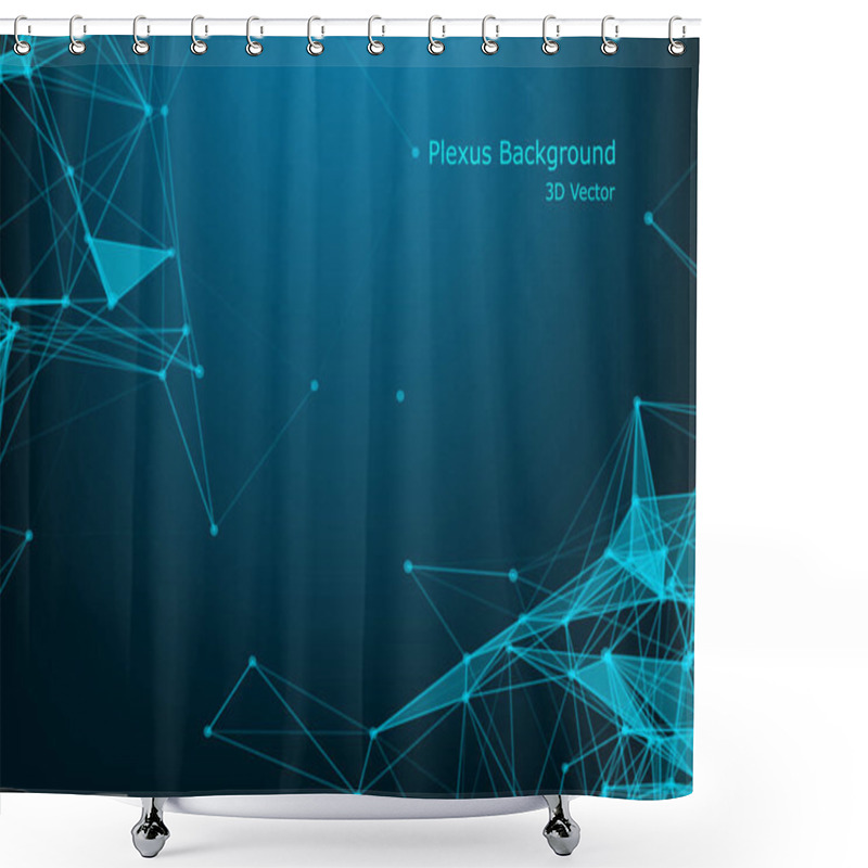 Personality  Geometric Graphic Background Molecule And Communication. Big Data Complex With Compounds. Lines Plexus, Minimal Array. Digital Data Visualization. Scientific Cybernetic Vector Illustration Shower Curtains