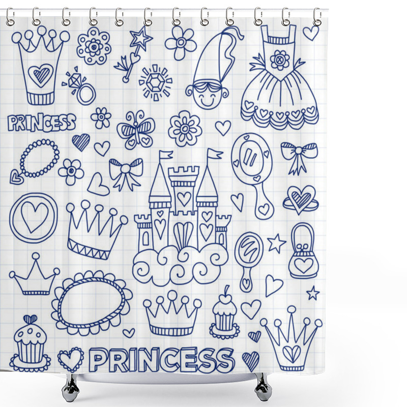 Personality  My Little Princess Hand Drawn Doodle Elements Shower Curtains