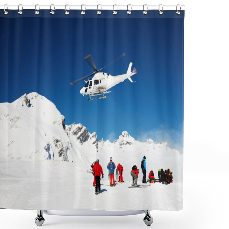 Personality  Heli Skiing Helicopter Shower Curtains