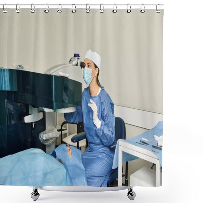 Personality  Beautiful Doctor In Scrubs Working At A Hospital Bed. Shower Curtains