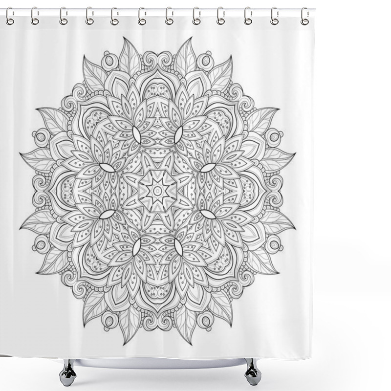 Personality  Beautiful Ornamental Black Mandala Shower Curtains