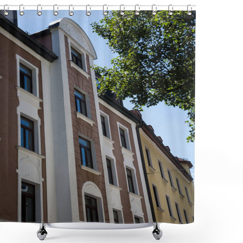 Personality  Old Building And New Building, Row Of Houses In Schwabing Shower Curtains