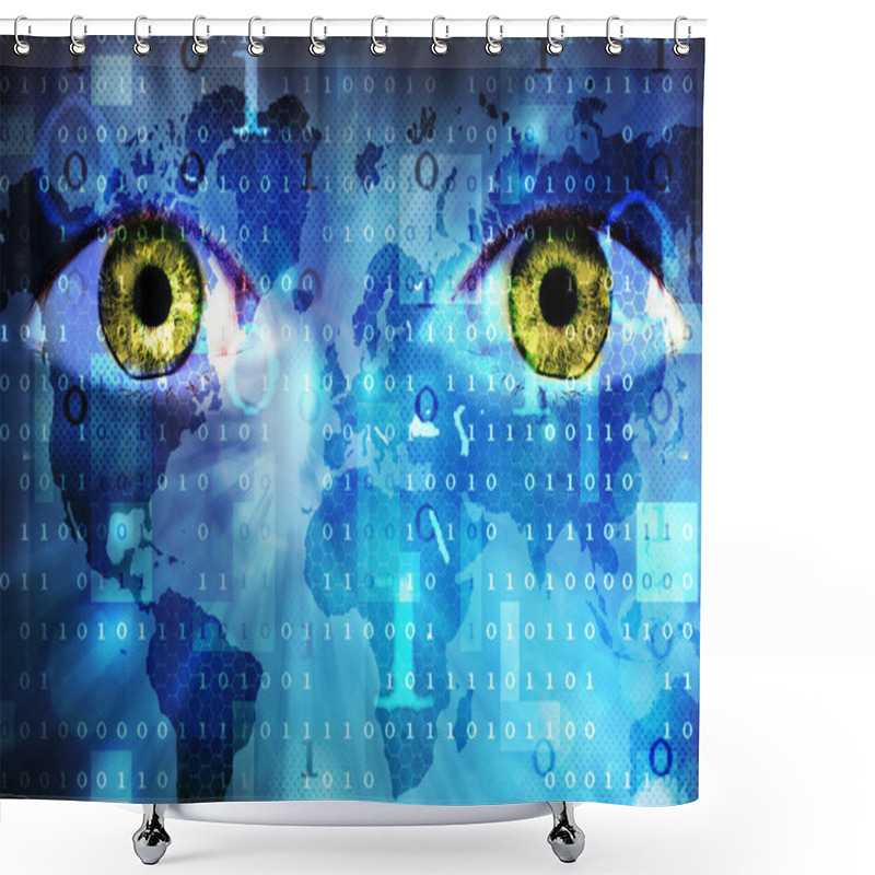 Personality  World Map With Eyes Shower Curtains