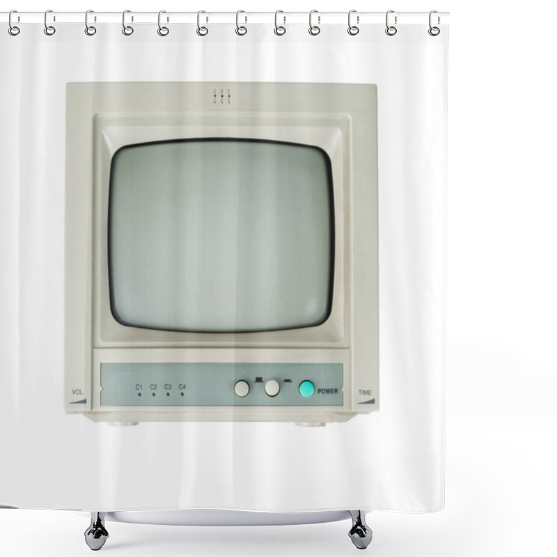 Personality  Front View Of A Retro Monitor Isolated On A White Background. Retro Equipment. Shower Curtains