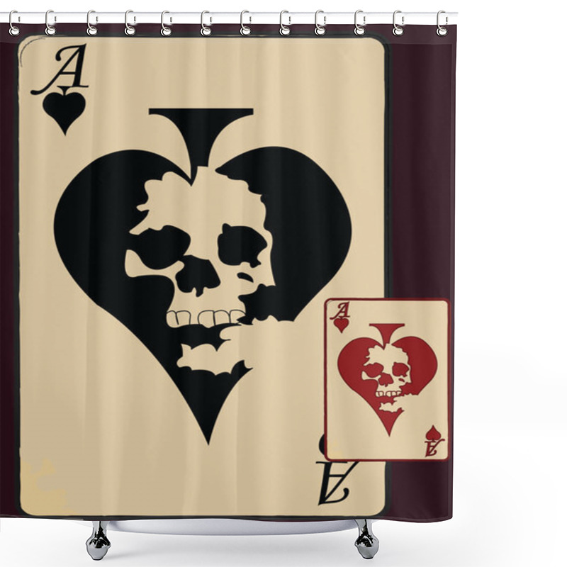 Personality  The Ace Card With Abstract Heart Skull Shower Curtains