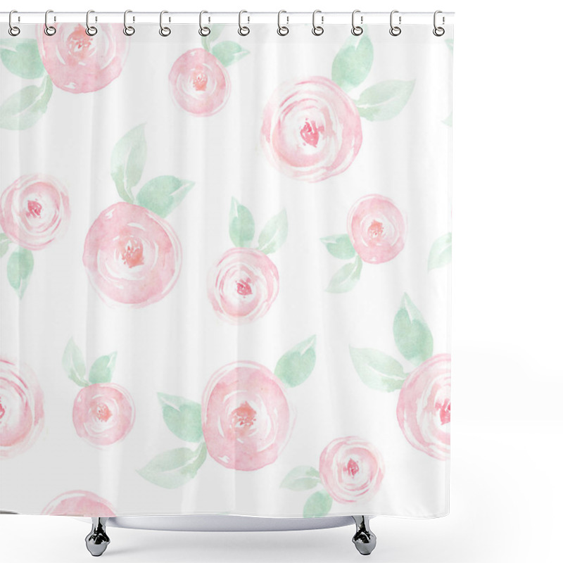 Personality  Seamless Pattern With Pink Roses Shower Curtains