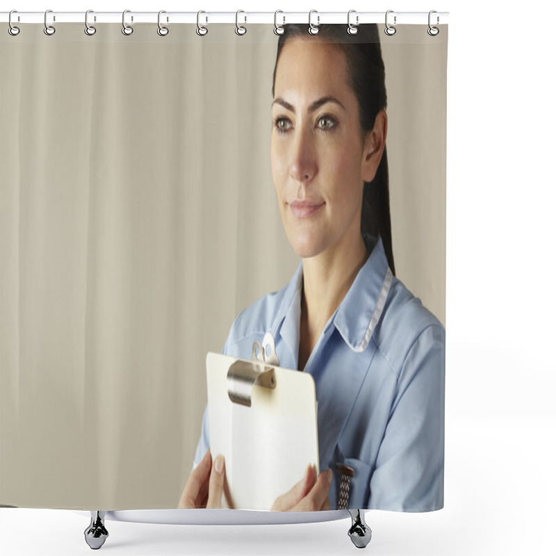 Personality  UK Nurse Holding Clipboard Shower Curtains