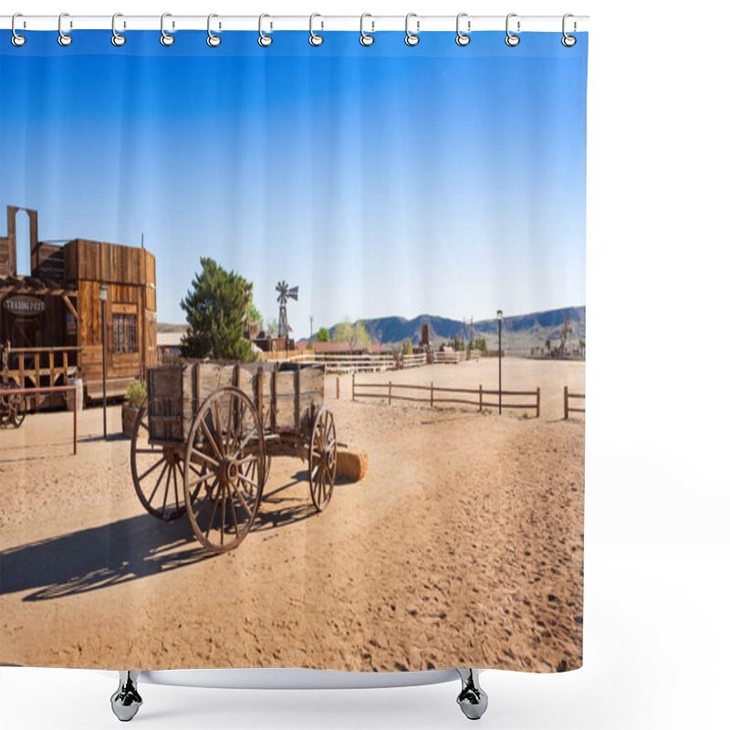 Personality  Old Wooden Wagon In Pioneer Town Shower Curtains