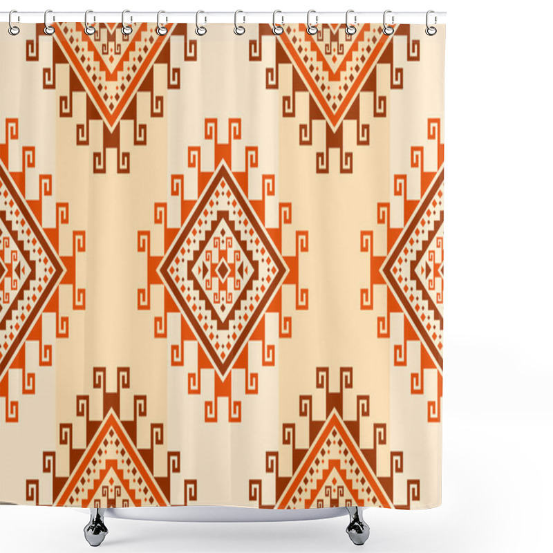 Personality  Geometric Ethnic Oriental Seamless Pattern Traditional. Fabric Aztec Pattern Background. Indian Style. Design For Wallpaper, Illustration, Fabric, Clothing, Carpet, Textile, Batik, Embroidery. Shower Curtains