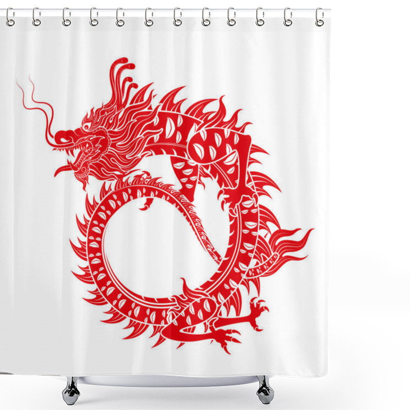 Personality  Traditional Chinese Dragon. Isolated On White Background For Card Design Print Media Or Festival. China Lunar Calendar Animal Happy New Year. Vector Illustration. Shower Curtains