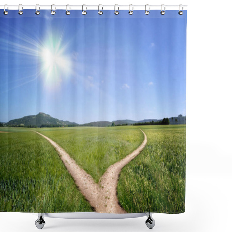 Personality  Green Direction Forest Lanes Parting Dirt Road Shower Curtains