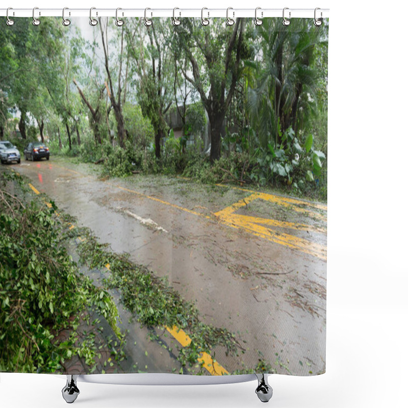 Personality  Broken Tree, Damages After Super Typhoon Mangkhut In China  Shower Curtains