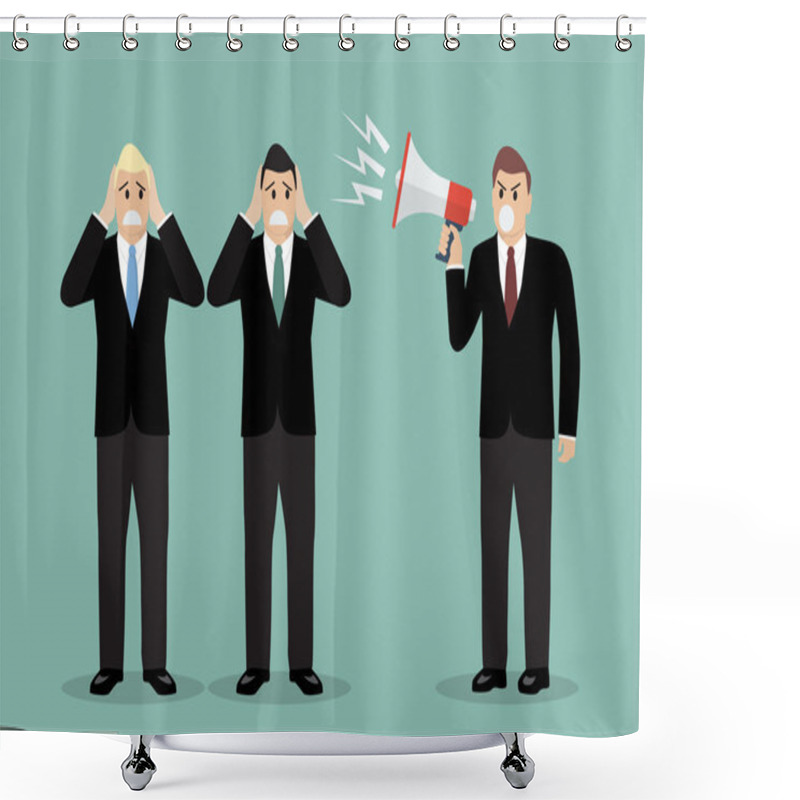 Personality  Angry Boss Screaming To Businessmen Shower Curtains