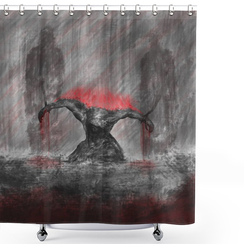 Personality  Prison, Dark Horror Illustration, Prisoner Character Shower Curtains