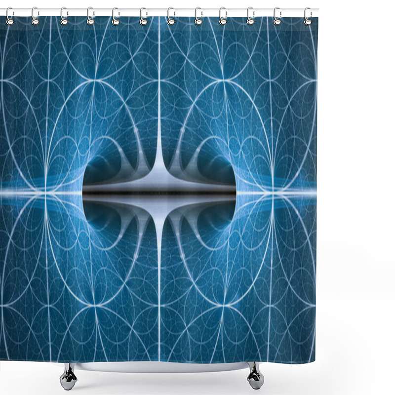 Personality  Blue Glowing 4 Dimensional Object In Space, Computer Generated Abstract Background, 3D Rendering Shower Curtains