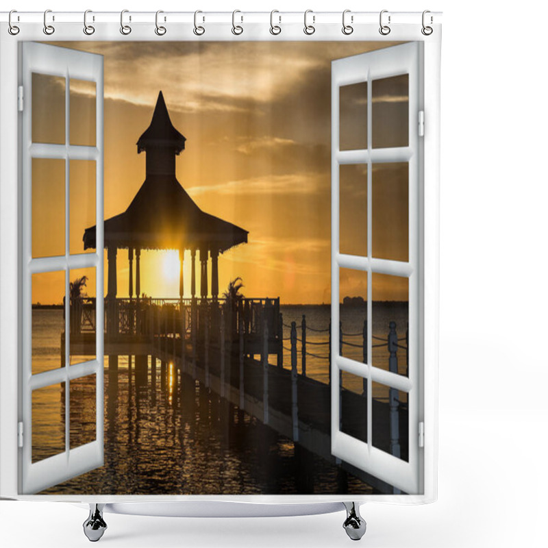 Personality  Window View Of The Gazebo Shower Curtains