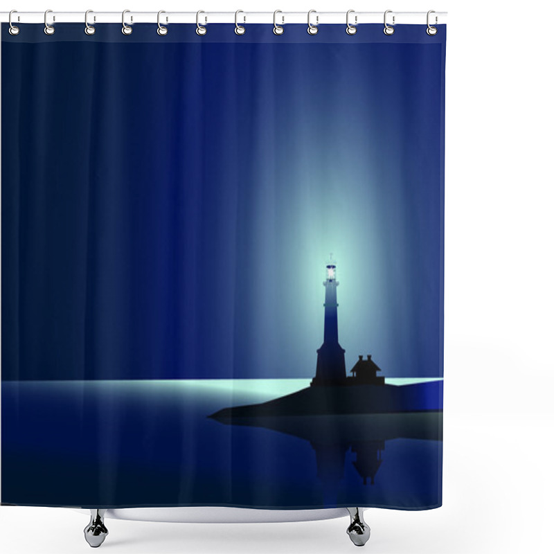 Personality  Lighthouse At  Night Shower Curtains