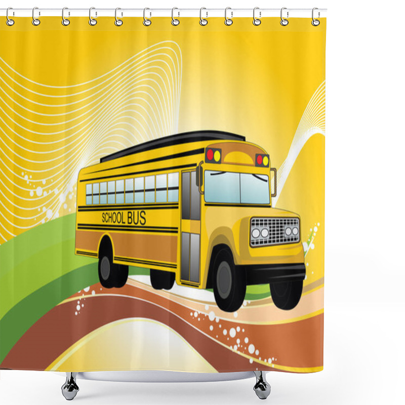 Personality  Background With School Bus Shower Curtains