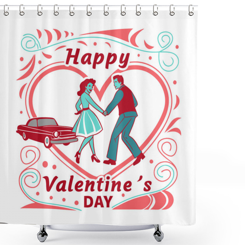 Personality   Classic Retro Valentine's Day Design Set, Nostalgic Love-themed Valentine's Design Collection. Shower Curtains