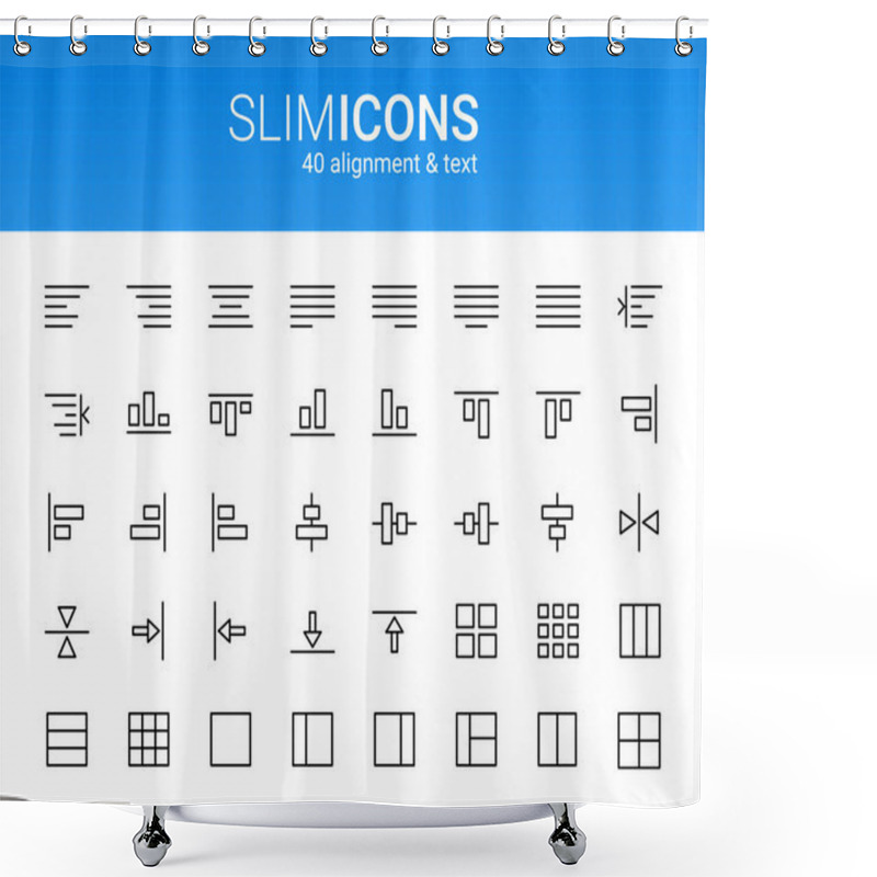 Personality  Minimalistic Slim Line Alignment & Text Vector Icons Shower Curtains