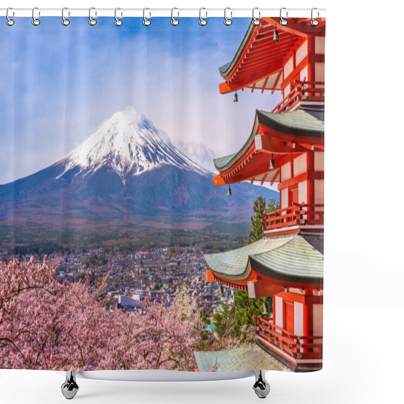 Personality  Pagoda And Fuji In Spring Shower Curtains