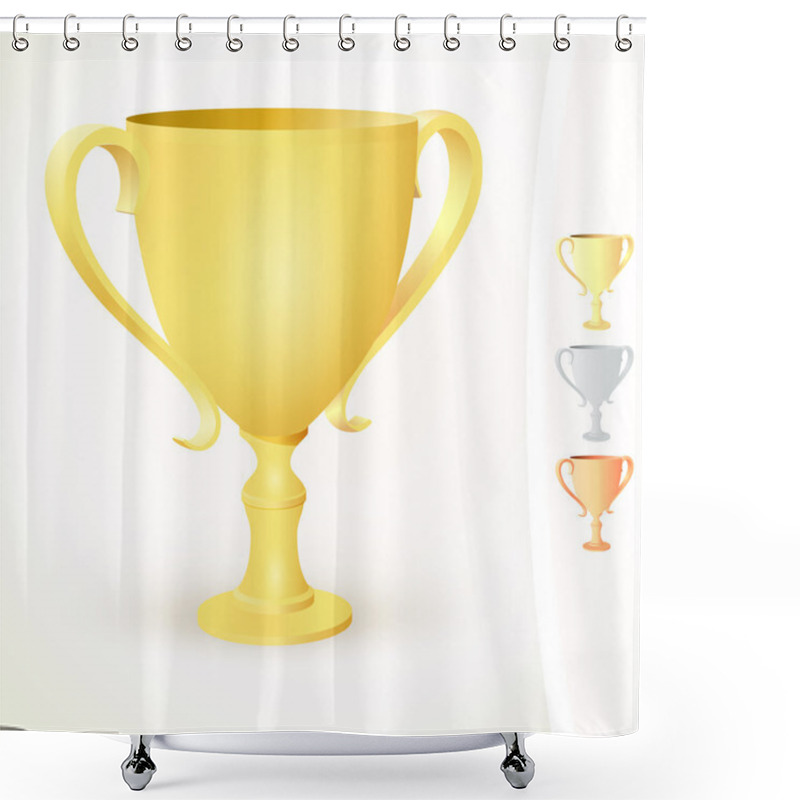 Personality  Winner's Cups On White Background Shower Curtains