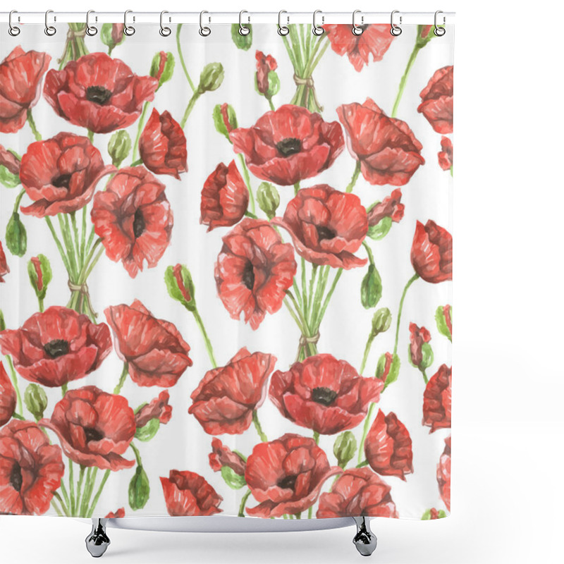 Personality  Pattern With Bouquet Of Red Poppies Shower Curtains