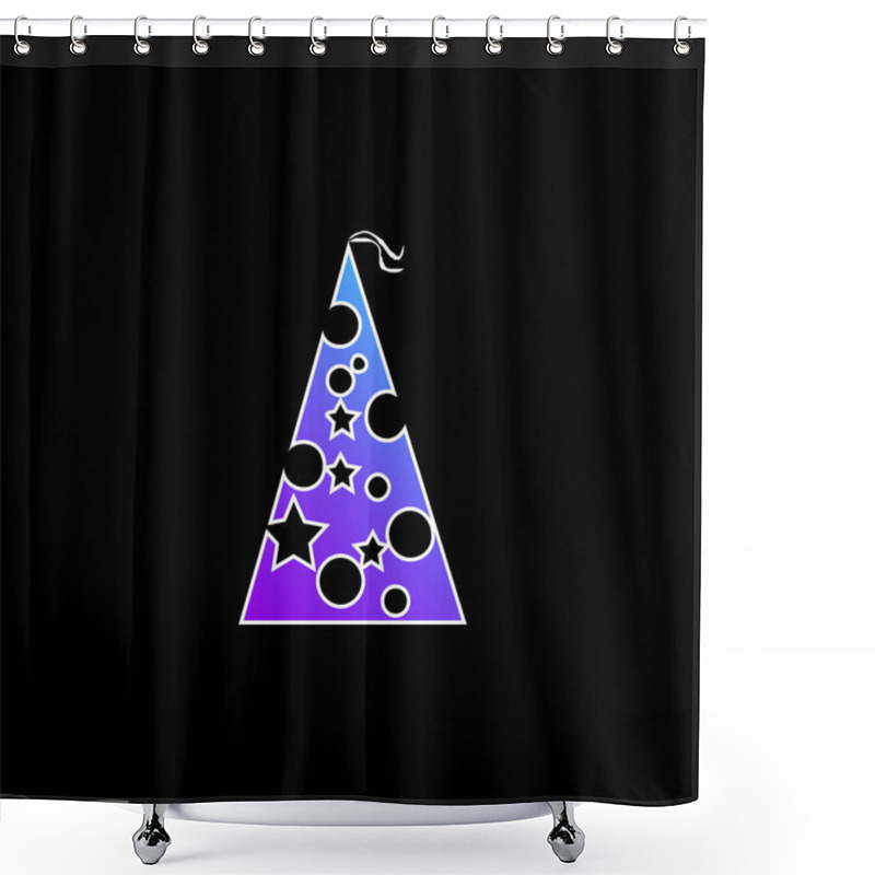 Personality  Birthday Hat With Dots And Stars Blue Gradient Vector Icon Shower Curtains