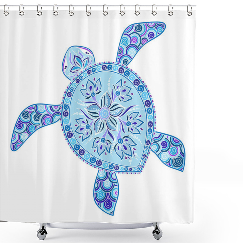 Personality  Decorative Graphic Turtle, Tattoo Style, Tribal Totem Animal, Ve Shower Curtains