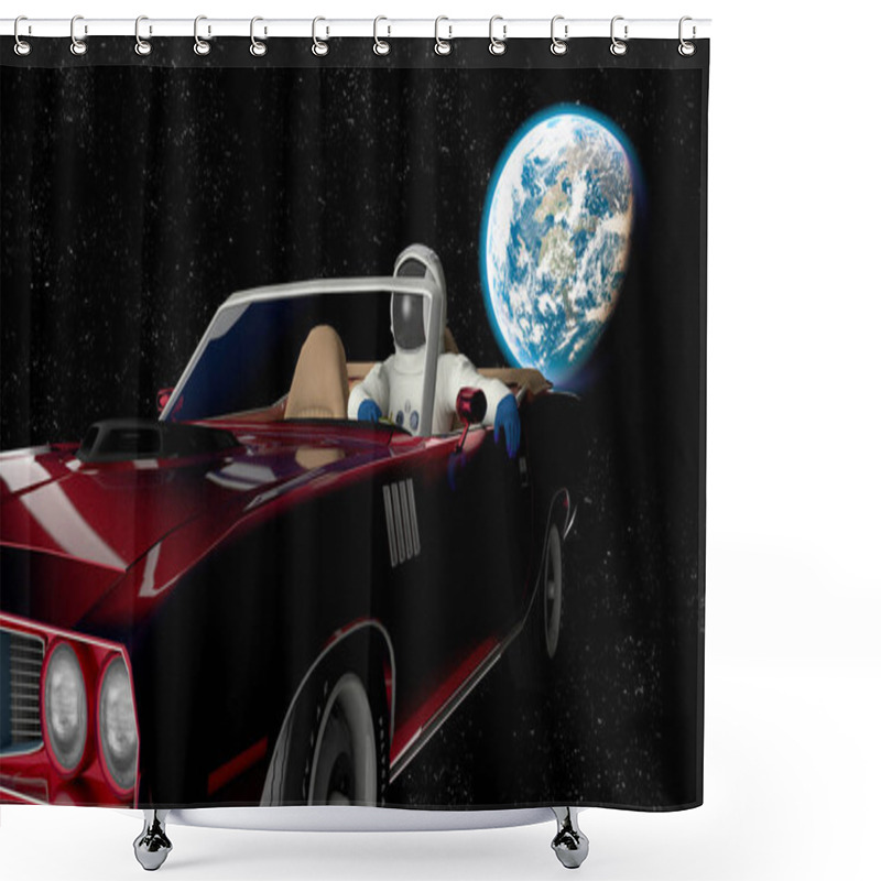 Personality  The Car Image In Space 3D Illustration Shower Curtains