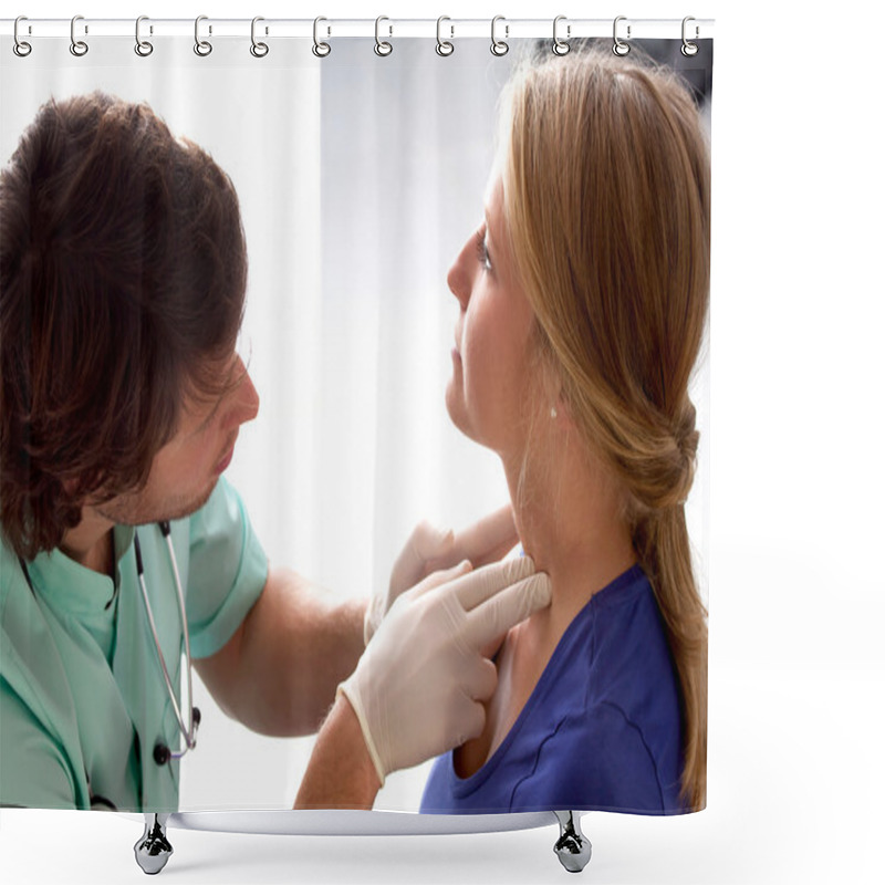 Personality  Doctor Checking Lymph Nodes Shower Curtains