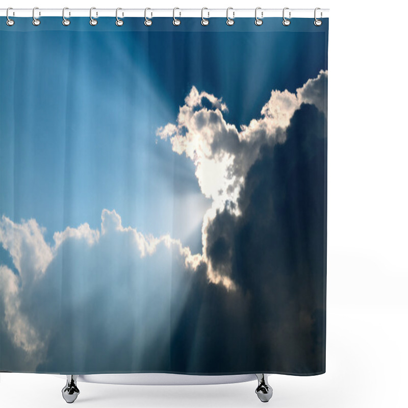 Personality  Sunbeam Through The Black Stormy Cloud Shower Curtains