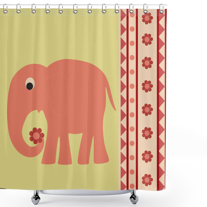 Personality  Vector Background With Elephant. Shower Curtains