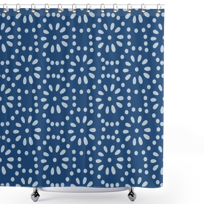 Personality  Japanese Dot Flower Vector Seamless Pattern Shower Curtains