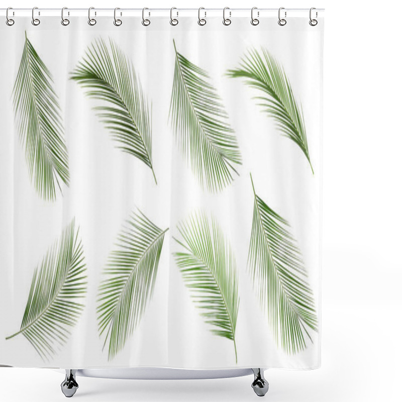 Personality  Set Of Tropical Leaves On White Background Shower Curtains