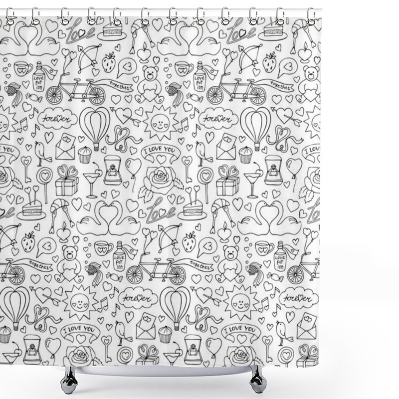 Personality  Hand Drawn Love Seamless Pattern Shower Curtains