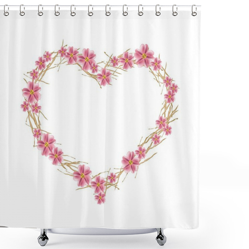 Personality  Old Rose Yarrow Flowers In Heart Shape Shower Curtains