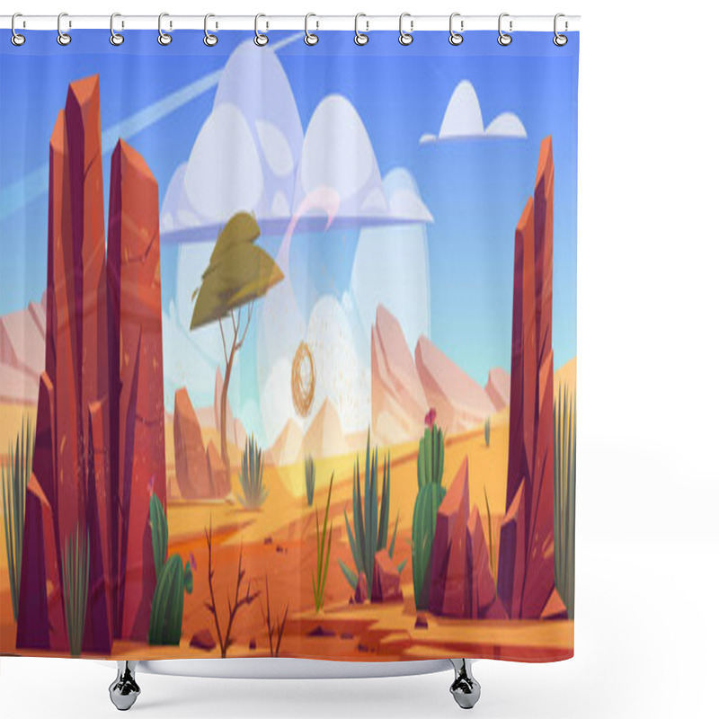 Personality  Desert Africa Natural Background With Tumbleweed Shower Curtains