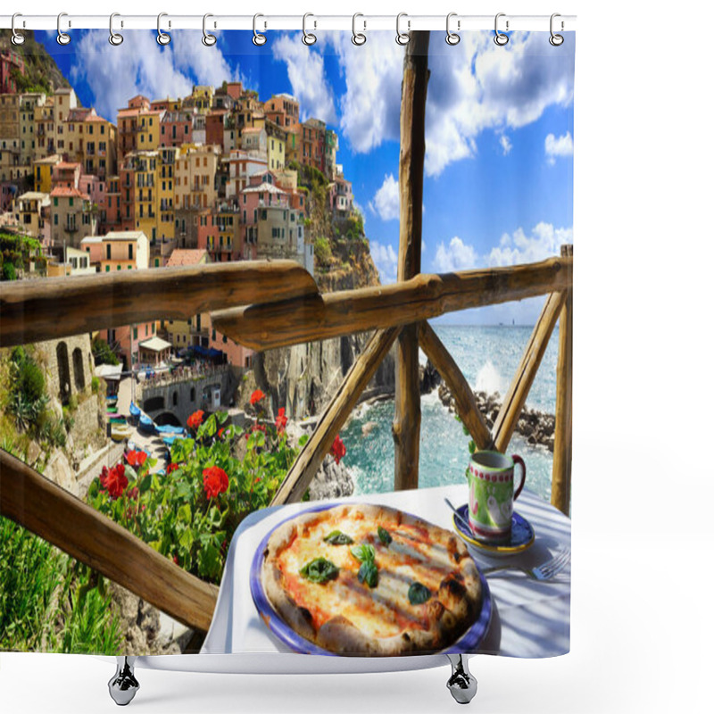 Personality  Pizzeria In Manarola, Cinque Terre National Park, Liguria, Italy Shower Curtains