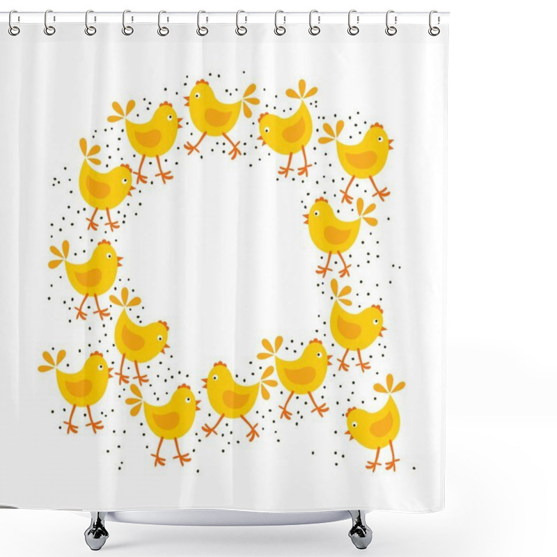 Personality  Little Yellow Chickens Easter Spring Holidays Themed Decorative Wreath Shower Curtains