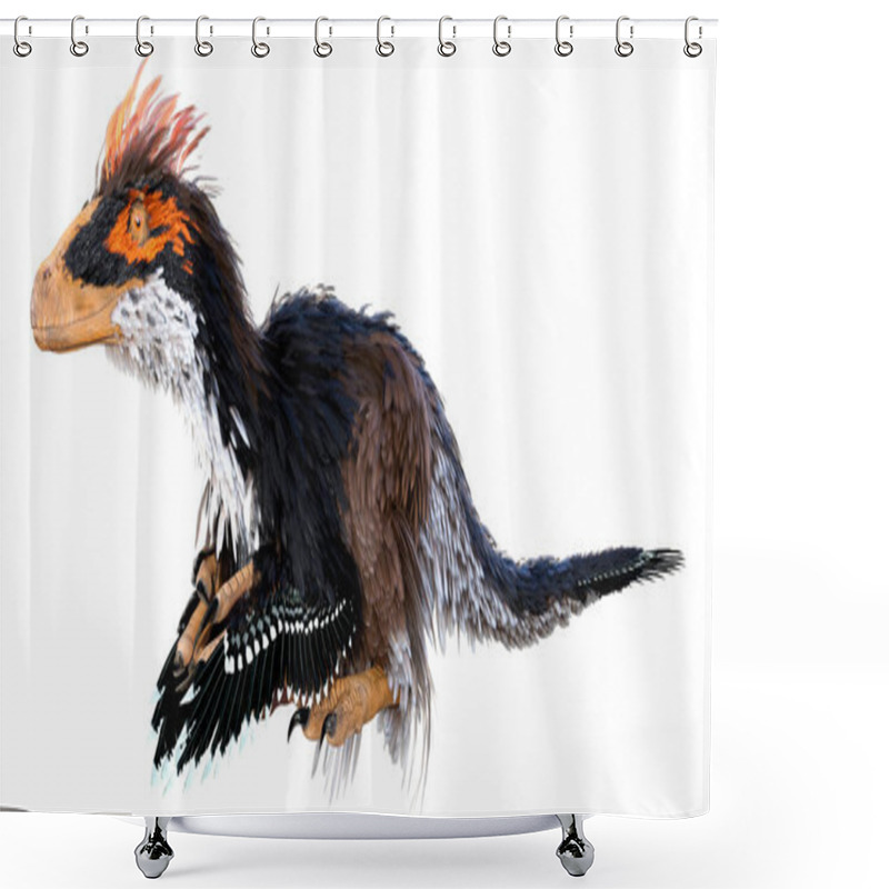 Personality  3D Rendering Of A Dinosaur Deinonychus Antirrhopus Isolated On White Background Shower Curtains