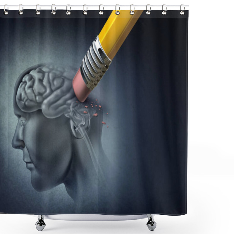 Personality  Concept Of Memory Loss And Dementia Disease And Losing Brain Function Memories As An Alzheimers Health Symbol Of Neurology And Mental Problems With 3D Illustration Elements. Shower Curtains