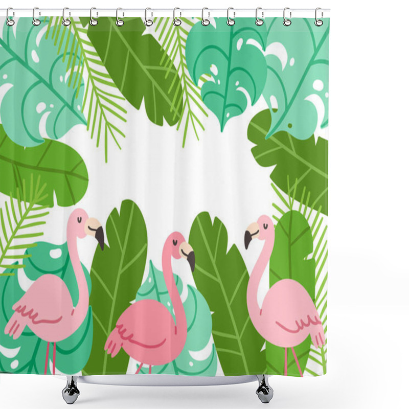 Personality  Tropical Flamingo Frame Background Shower Curtains