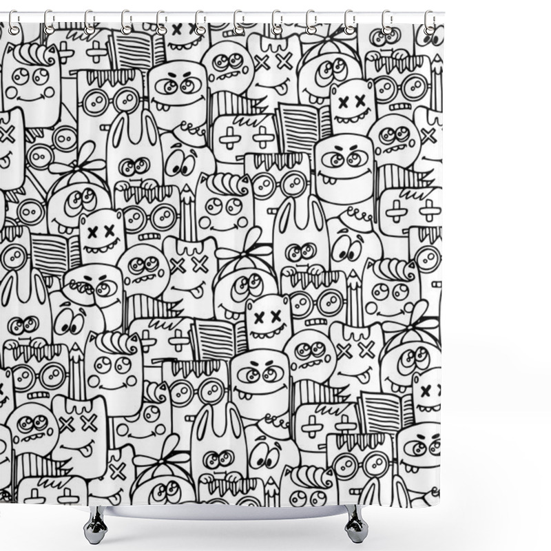 Personality  Patter With Bizarre Elements And Characters. Shower Curtains