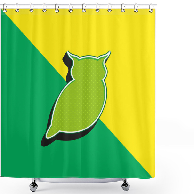 Personality  Big Owl Green And Yellow Modern 3d Vector Icon Logo Shower Curtains