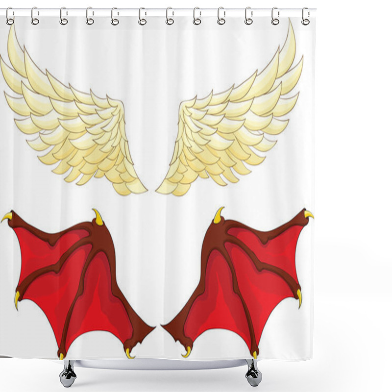 Personality  Wings Of An Angel And A Demon Shower Curtains