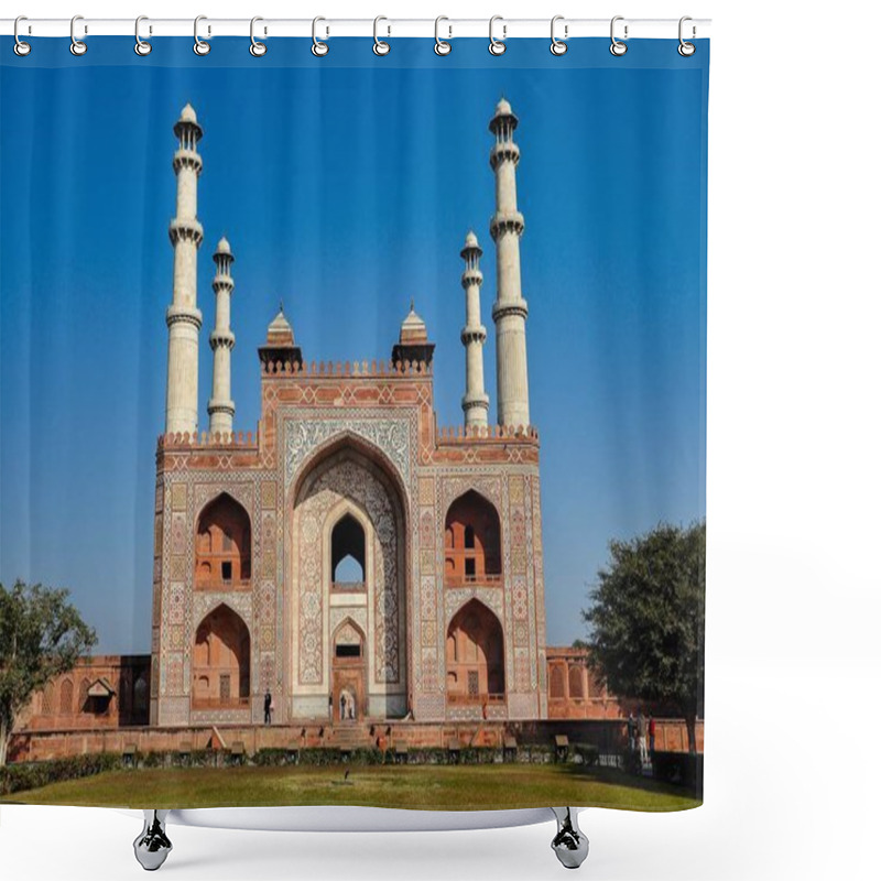 Personality  Tomb Of Akbar The Great At Sikandra Fort In Agra, Uttar Pradesh, India Shower Curtains